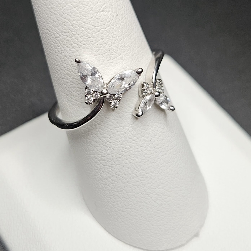 Giani Bernini Sterling Silver CZ Butterfly Bypass Ring Size 8 - Picture 2 of 6